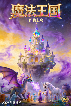 即将上映动画电影《魔法王国》海报 - 奇幻城堡与魔法生物