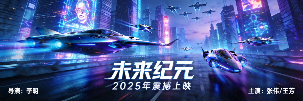 热门科幻电影海报 - 未来城市与飞行器场景